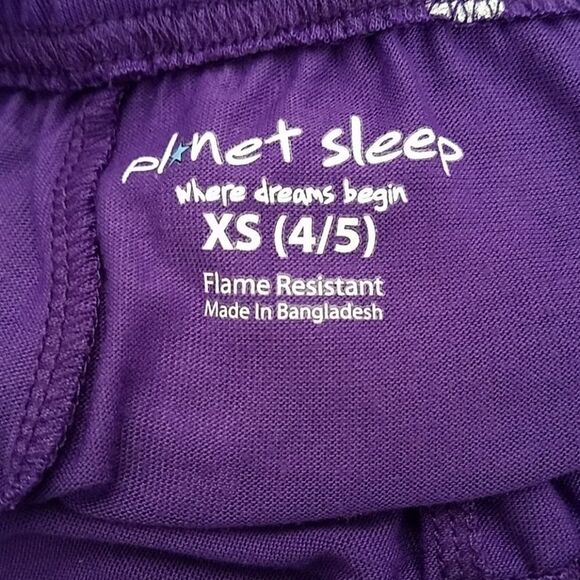 Planet Sleep Girls Purple Sleep Shorts Size 4/5 Silver Hearts Elastic Waist - Picture 2 of 2